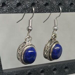 Genuine Lapis Lazuli Vintage Style Dangly Earrings